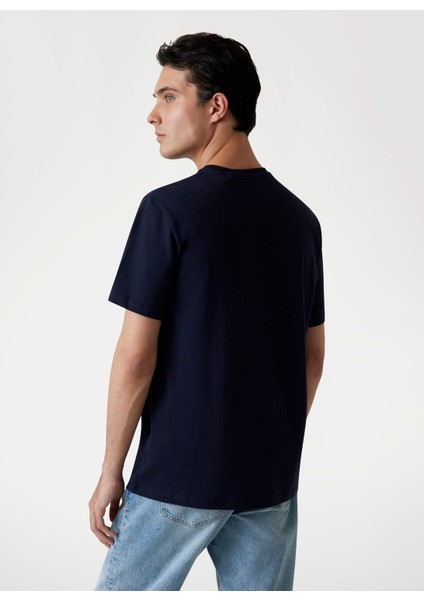 Bisiklet Yaka Baskılı Lacivert Erkek T-Shirt M5YI15I3Z14-G7V2 Triangle Erkek Reg fırsatları