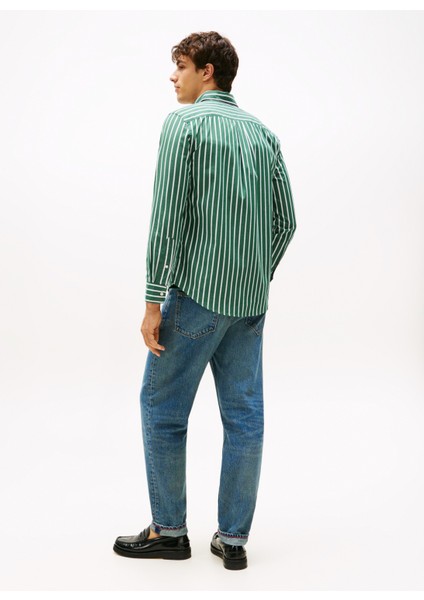 Normal Gömlek Yaka Yeşil Erkek Gömlek MW0MW404560CG_FLEX Poplın Ground St fırsatları