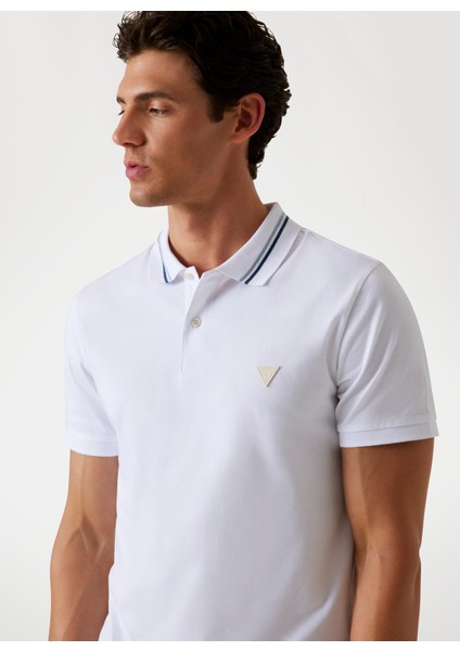 Düz Beyaz Erkek Polo T-Shirt M5YP66J1314-G011 Nolan Erkek Slim F modelleri