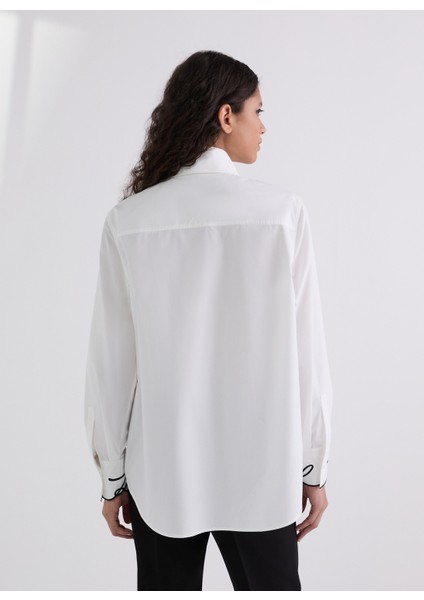 Standart Gömlek Yaka Düz Beyaz Kadın Gömlek A3W11023 fırsatları