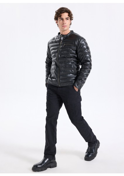 TB0A2PG90011-BROOKLINE Cargo Pant Siyah Normal Bel Straight Paça Regular Fit Düz Erkek Outdoor Pantolonu