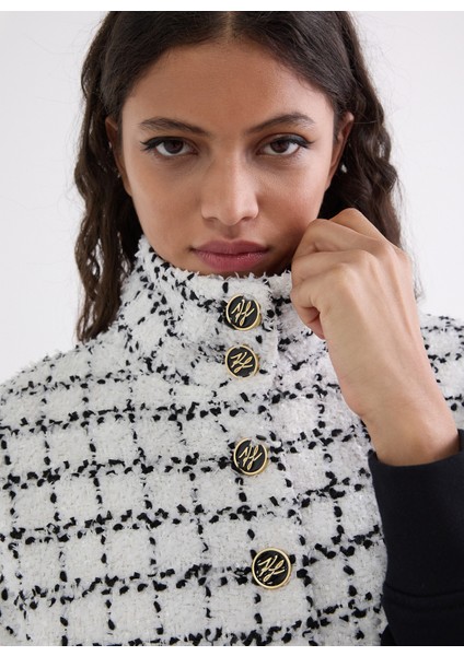 Standart Siyah - Beyaz Kadın Ceket A3W20005 modelleri