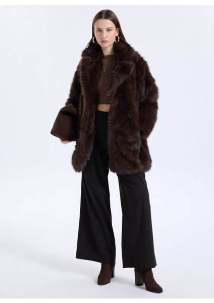 Koyu Kahve Kadın Kaban Onldawn Lıfe Faux Fur Coat cc Otw fiyatları