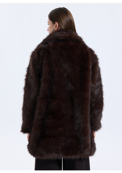 Koyu Kahve Kadın Kaban Onldawn Lıfe Faux Fur Coat cc Otw indirimleri
