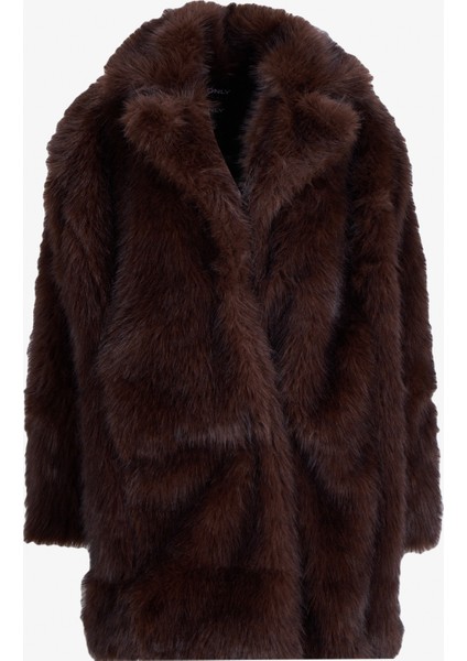 Koyu Kahve Kadın Kaban Onldawn Lıfe Faux Fur Coat cc Otw