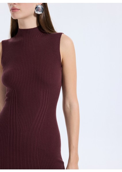 Dik Yaka Düz Kahve Standart Kadın Elbise Julia Kadın Ipek Kaşmir Karışımlı T indirimleri