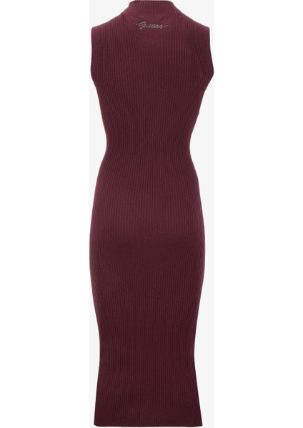 Dik Yaka Düz Kahve Standart Kadın Elbise Julia Kadın Ipek Kaşmir Karışımlı T