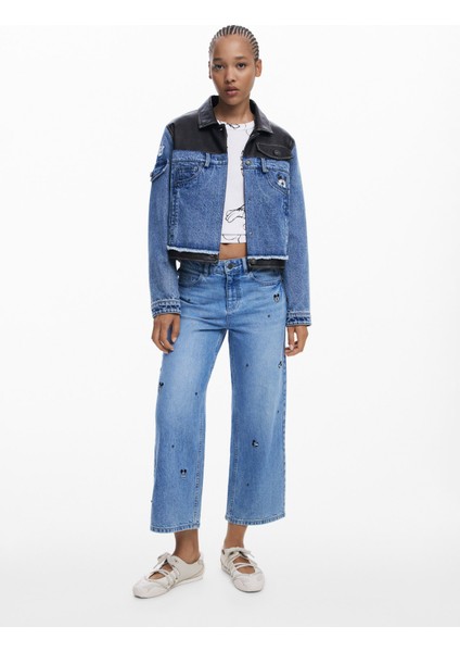 Mavi - Siyah Kadın Denim Ceket 25WWED16