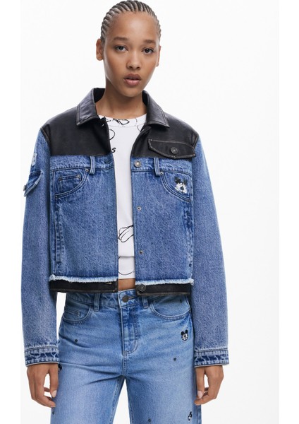 Mavi - Siyah Kadın Denim Ceket 25WWED16 fiyatları