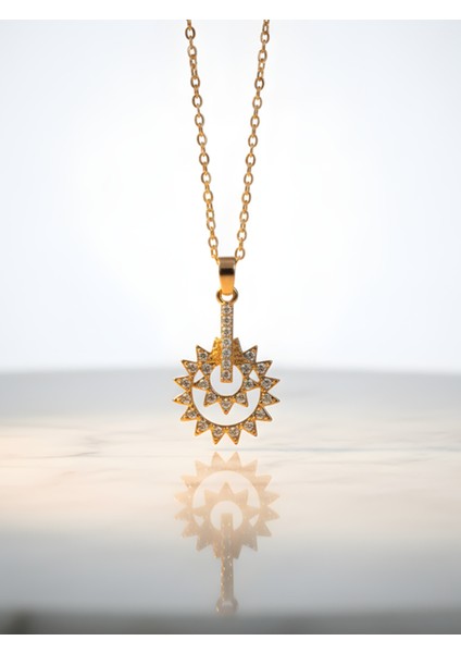 Iç Içe Güneş Figürlü Çelik Kolye