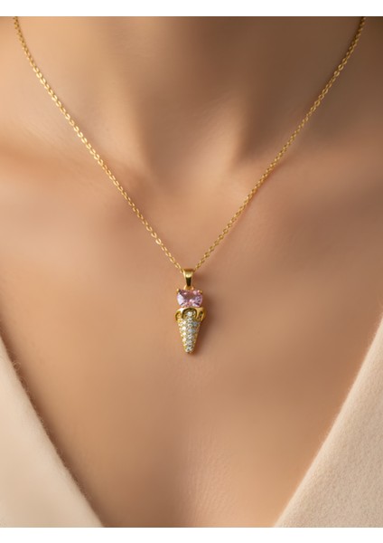 Dondurma Şeklinde Çelik Kolye