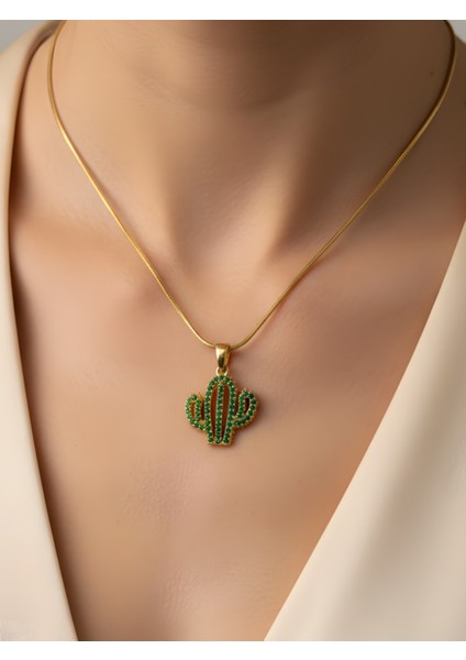 Kaktüs Şeklinde Çelik Kolye