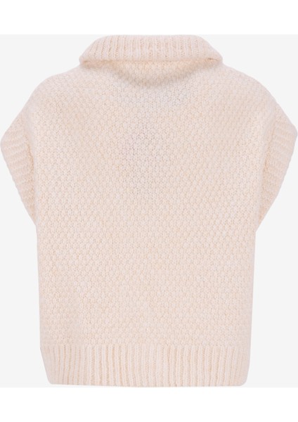 Dik Yaka Regular Fit Düz Ekru Kazak Kadın 261 Lcf 241020 Celına Ekru