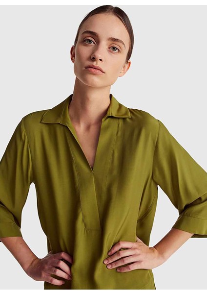 Gömlek Yaka Haki Kadın Bluz 5HFLDQ0C8