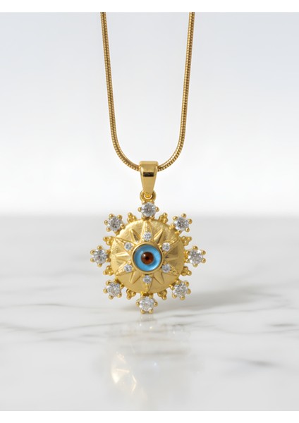 Nazar Boncuklu Şeklinde Çelik Kolye