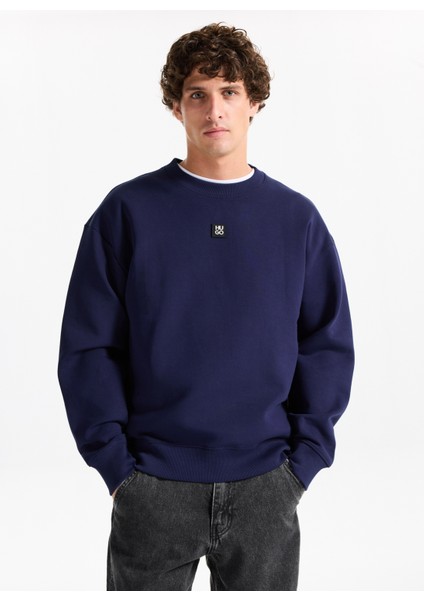 Bisiklet Yaka Lacivert Erkek Sweatshırt 50533689_DETTIL