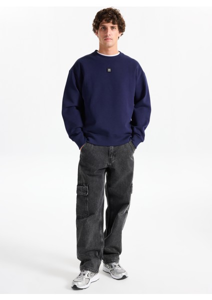 Bisiklet Yaka Lacivert Erkek Sweatshırt 50533689_DETTIL fiyatları