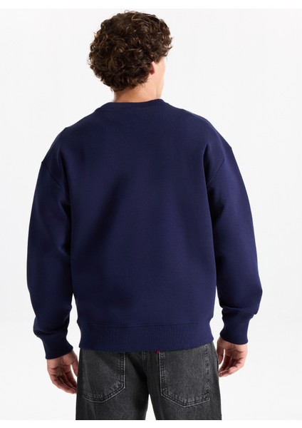 Bisiklet Yaka Lacivert Erkek Sweatshırt 50533689_DETTIL indirimleri