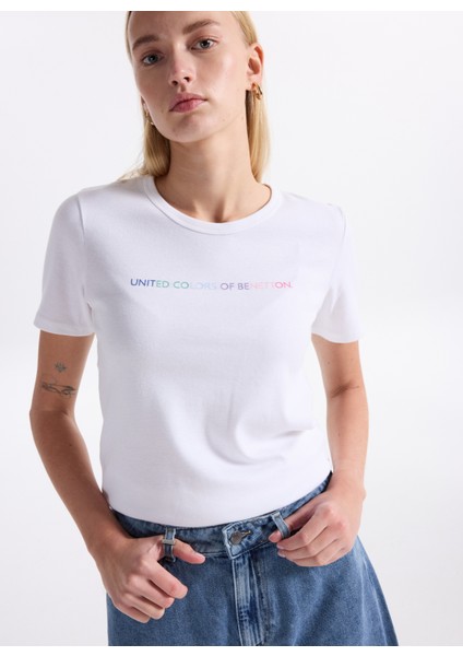 Bisiklet Yaka Çok Renkli Kadın T-Shirt 3GA2E16A2