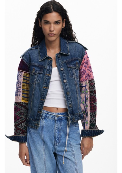 Koyu Mavi Kadın Denim Ceket 25WWED14 fiyatları