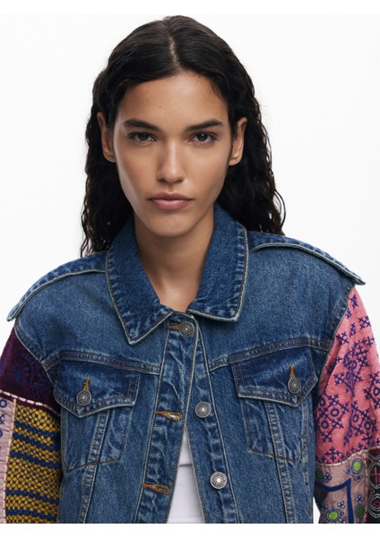 Koyu Mavi Kadın Denim Ceket 25WWED14 modelleri