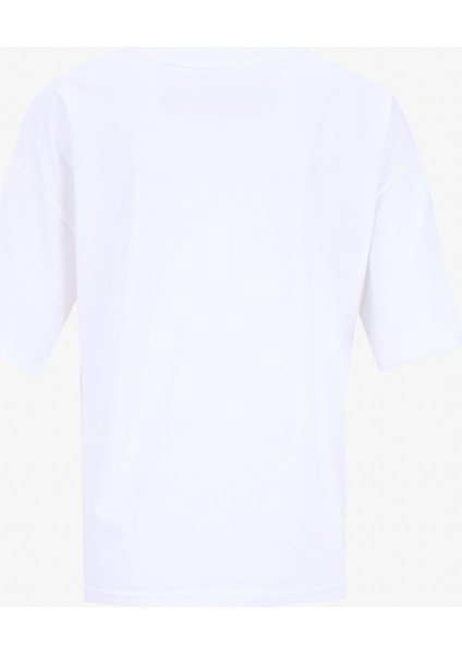 Bisiklet Yaka Beyaz - Mavi Kadın T-Shirt 3MI5D10AY