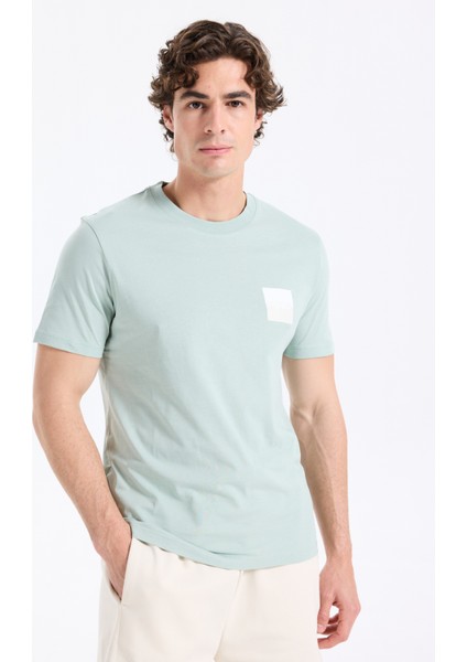 Bisiklet Yaka Düz Yeşil Erkek T-Shirt 50544458_DAPUSI