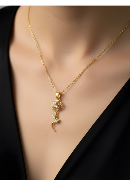 Çiçek Şeklinde Çelik Kolye