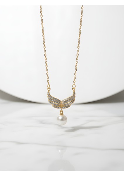 Kanat Figürlü Çelik Kolye