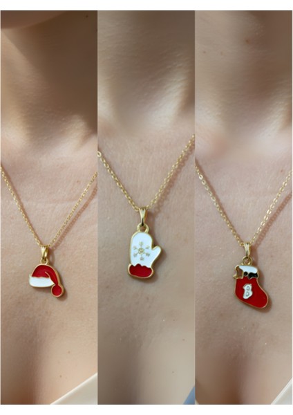 Yeni Yıl Üçlü Kombin Altın Kaplama Kolye Seti