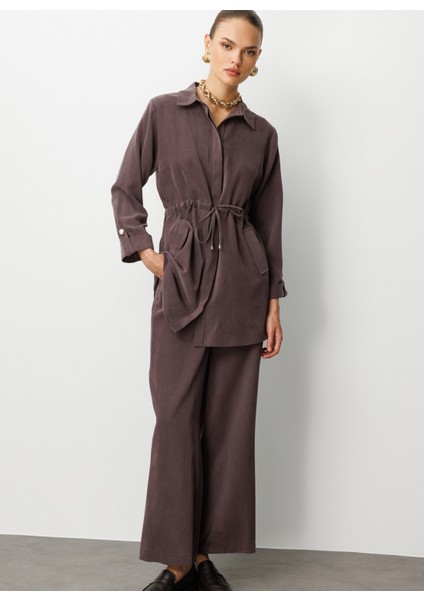 Klasik Yaka Düz Kahve Kadın Tunik M1MZ1030210165