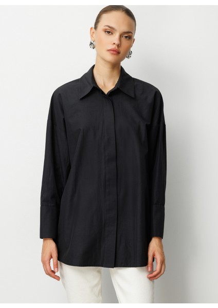Klasik Yaka Düz Siyah Kadın Tunik M1MZ1030210164