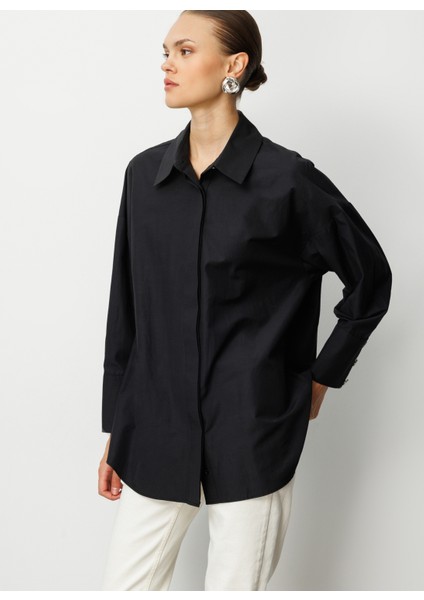 Klasik Yaka Düz Siyah Kadın Tunik M1MZ1030210164 fırsatları