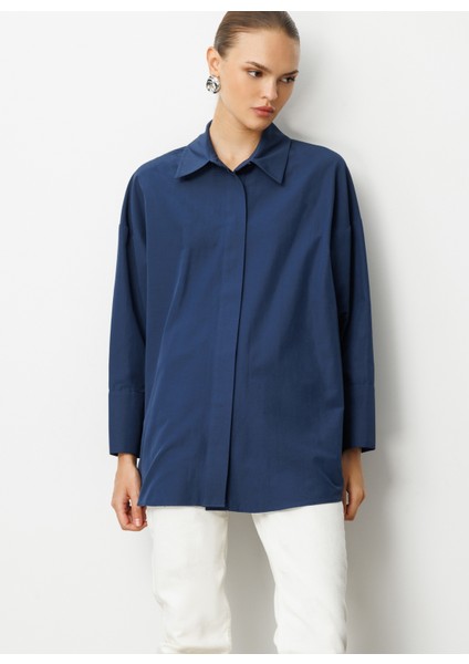 Klasik Yaka Düz Lacivert Kadın Tunik M1MZ1030210164 modelleri