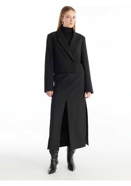 Cropped Fit Siyah Kadın Ceket TBWRJC1021 modelleri