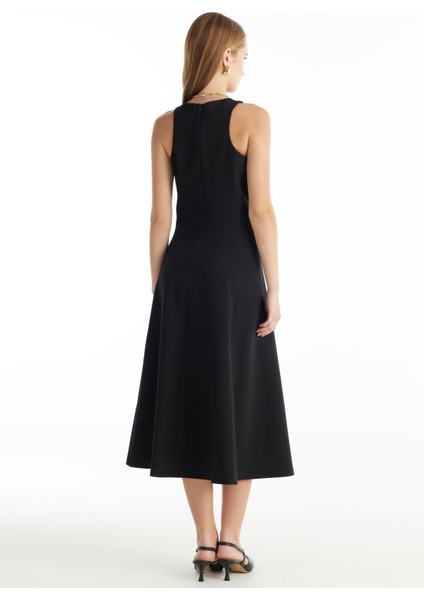 Bisiklet Yaka Düz Siyah Midi Kadın Elbise TBWRDR1030 indirimleri
