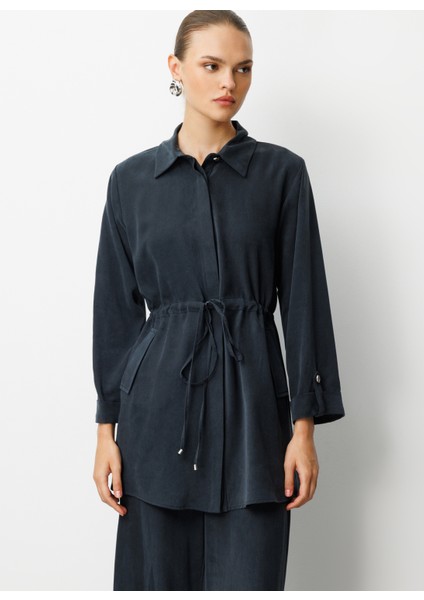 Klasik Yaka Düz Siyah Kadın Tunik M1MZ1030210165