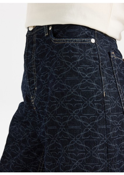 Yüksek Bel Bol Paça Normal Lacivert Kadın Denim Pantolon 50541522 indirimleri