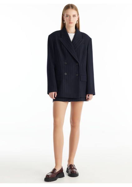 Oversized Lacivert Kadın Ceket TBWRJC1017-1 modelleri