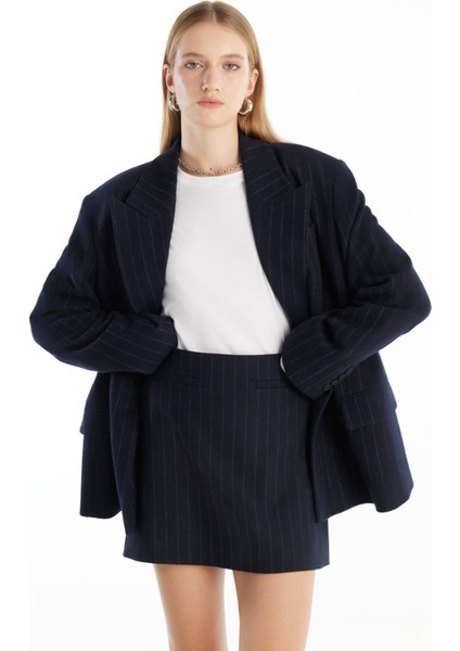 Oversized Lacivert Kadın Ceket TBWRJC1017-1 fırsatları