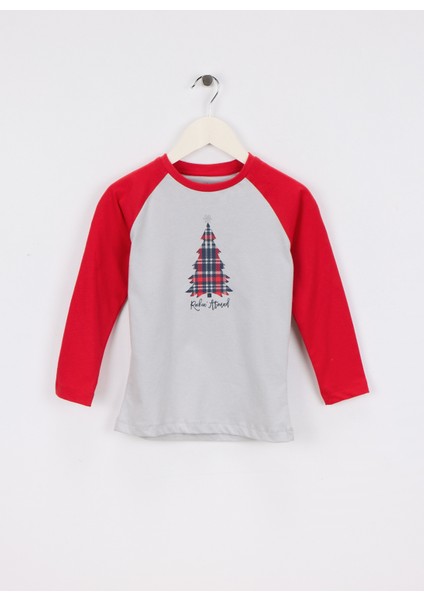 Düz Gri Erkek Çocuk Pijama Takımı 40844