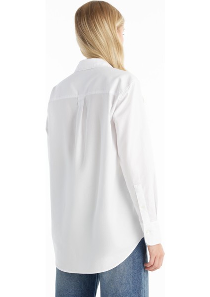 Regular Fit Klasik Gömlek Yaka Oxford Kırık Beyaz Kadın Gömlek TBWRSH1030 modelleri