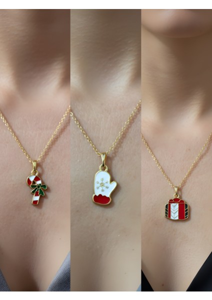 Yeni Yıl Üçlü Kombin Altın Kaplama Kolye Seti