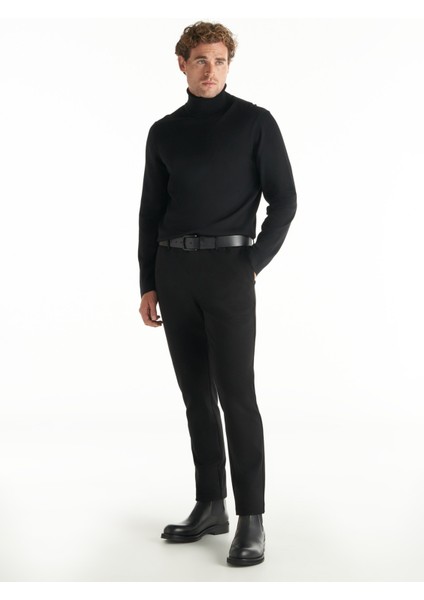 Lastikli Bel Slim Paça Slim Straight Siyah Erkek Pantolon TBMRTR1042 fiyatları