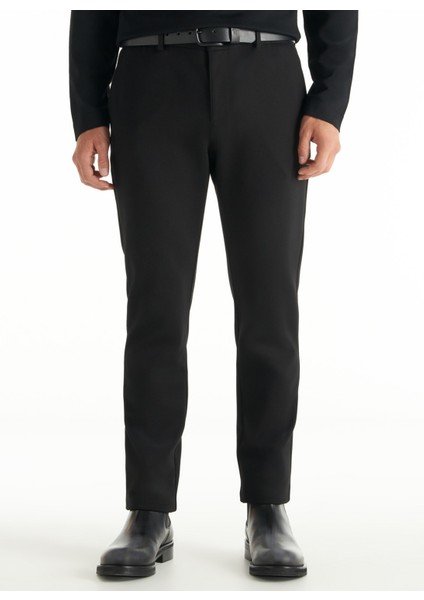 Lastikli Bel Slim Paça Slim Straight Siyah Erkek Pantolon TBMRTR1042 modelleri