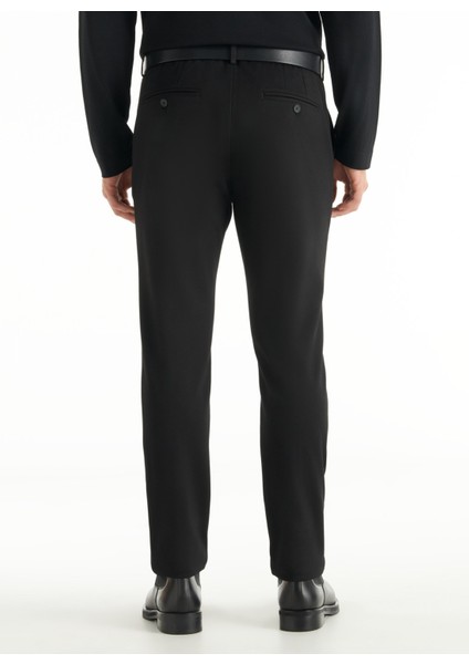 Lastikli Bel Slim Paça Slim Straight Siyah Erkek Pantolon TBMRTR1042 fırsatları