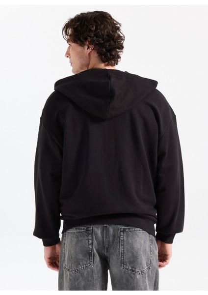 Kapüşon Yaka Siyah Erkek Sweatshırt 50548651_DAPOZIP indirimleri