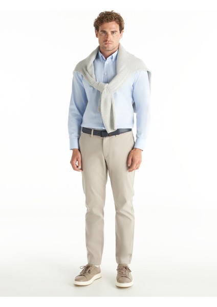 Comfort Fit Düğmeli Yaka Oxford Açık Mavi Erkek Gömlek TBMRSH1010 fiyatları