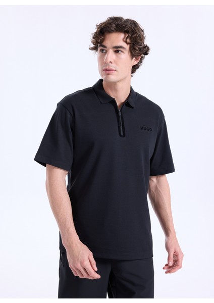 Düz Siyah Erkek Polo T-Shirt 50542313_DUBILO