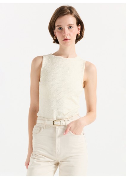 Halter Yaka Krem Kadın Bluz 50542420